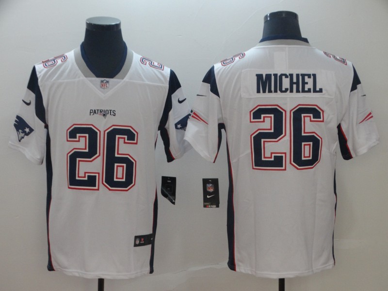 Men's New England Patriots Sony Michel #26 White Jersey